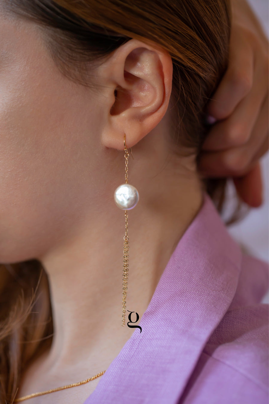 Pearl Orbit Danglers - Goldside Jewelry