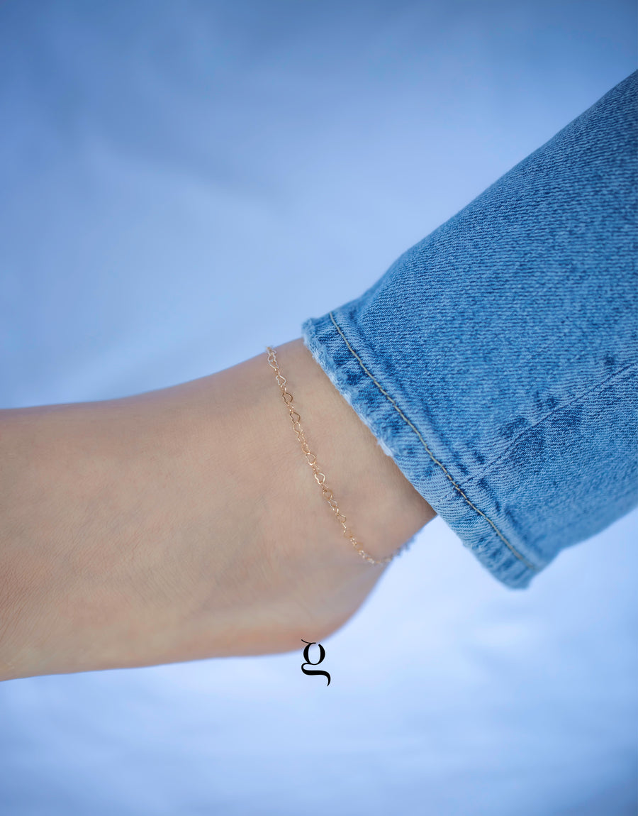Heart Chain Anklet - Goldside Jewelry