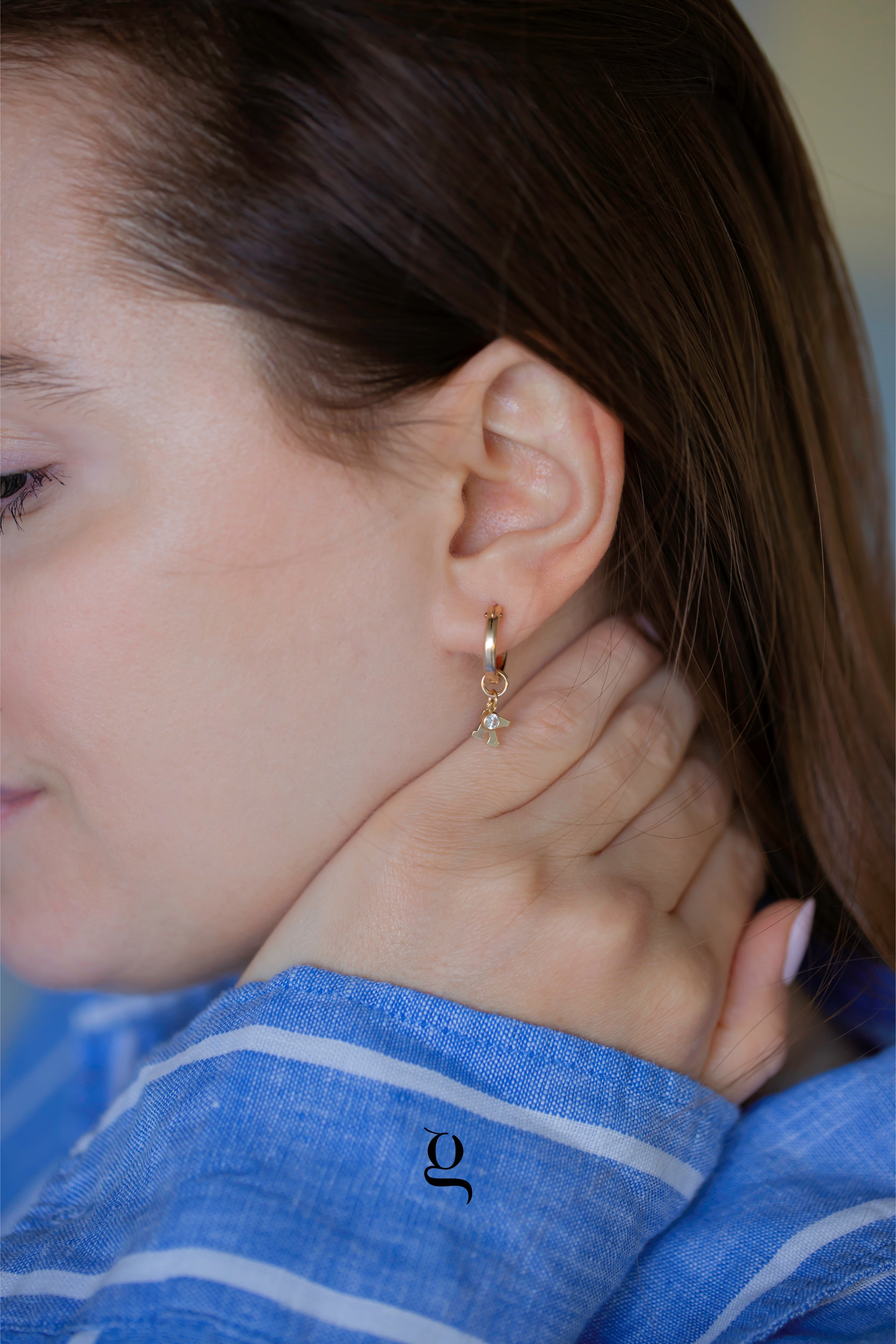 Initial Glimmer Hoops - Goldside Jewelry