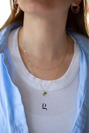 Initial Necklace with stone - Goldside Jewelry