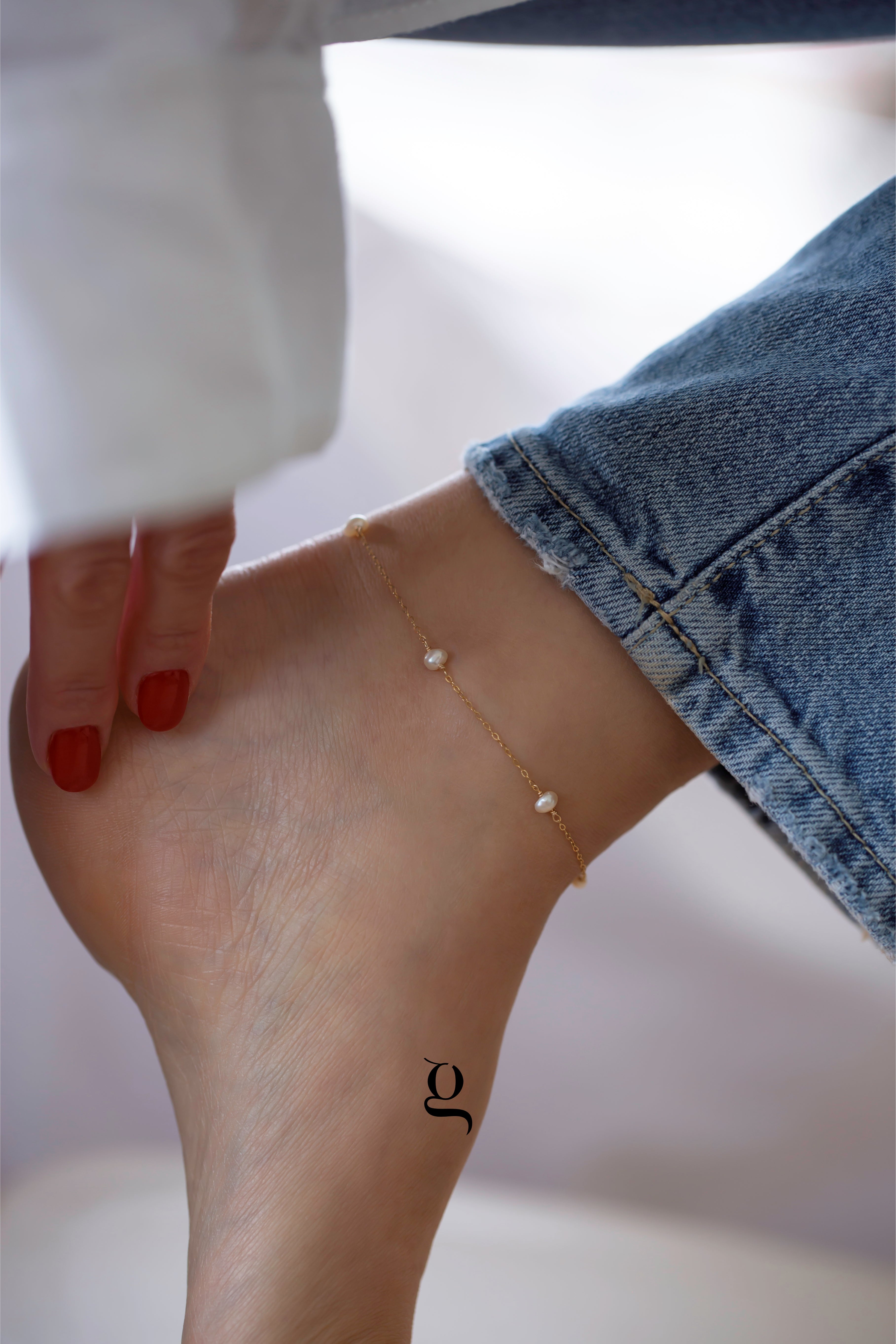 Pearl Chain Anklet - Goldside Jewelry