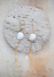 Pearl Orbit Danglers - Goldside Jewelry