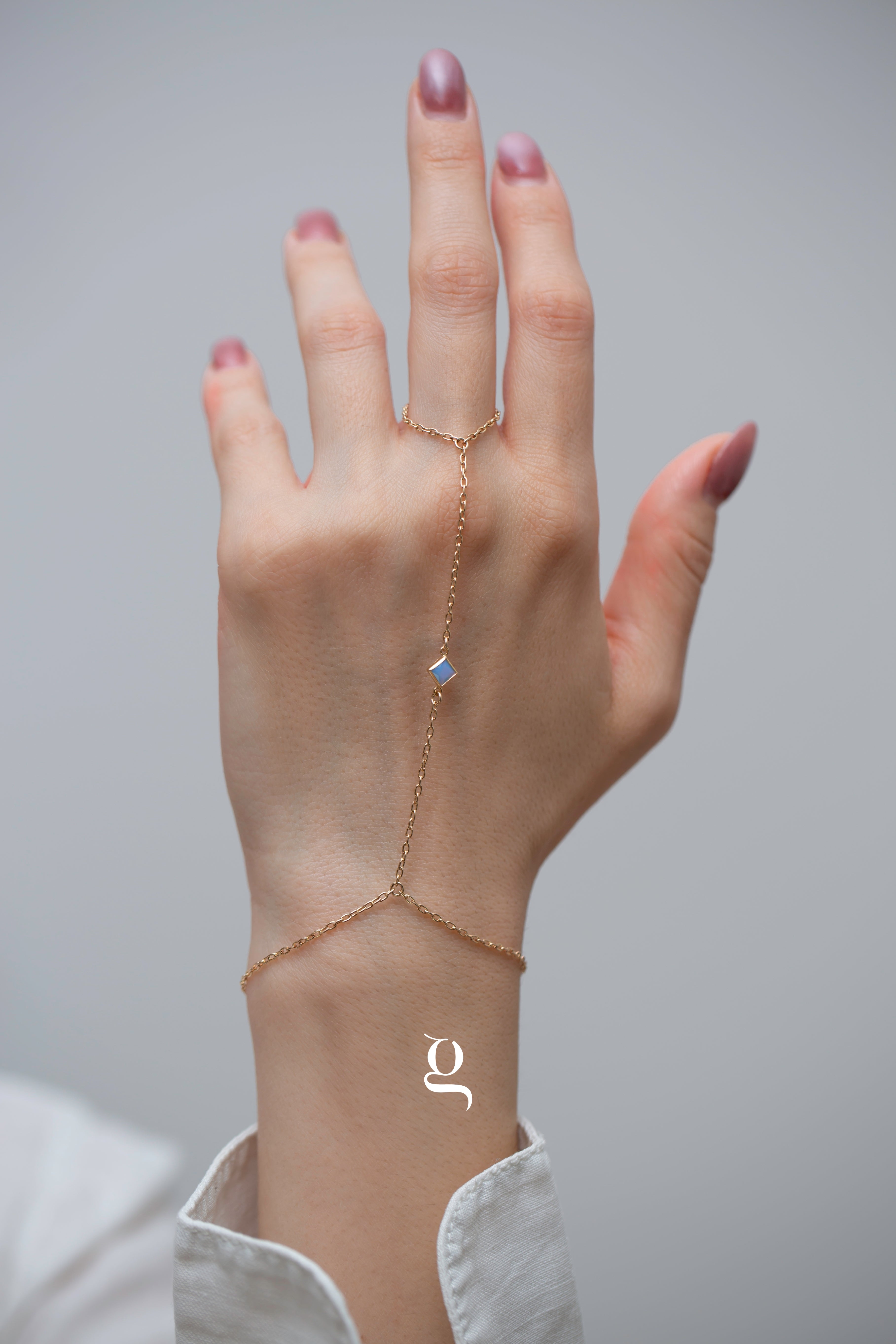 Opal Glow Hand Chain - Goldside Jewelry