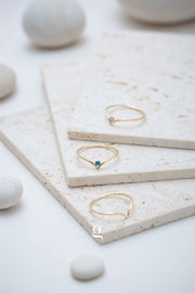 Chevron Ring With Stone