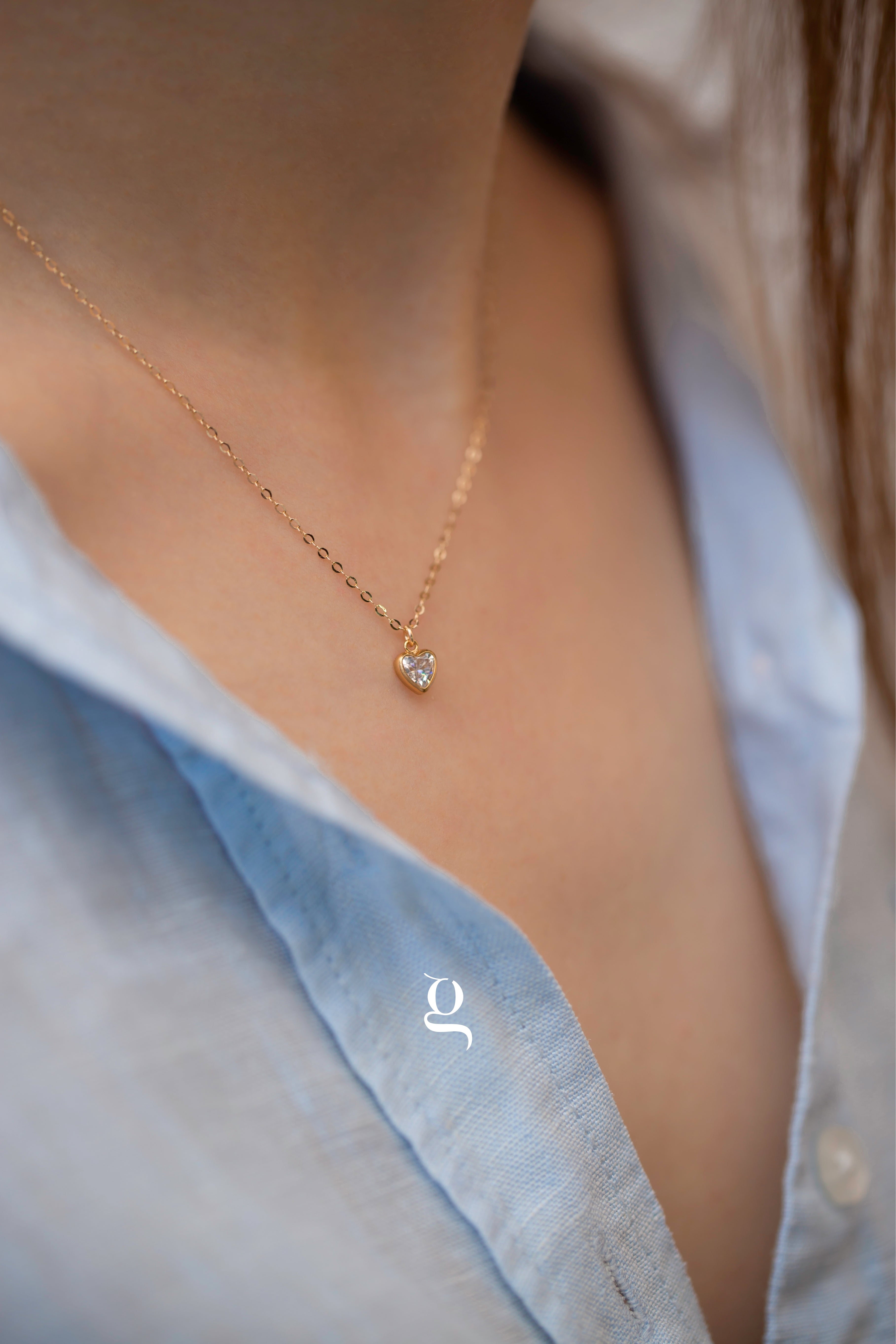 Sparkly Heart Necklace - Goldside Jewelry