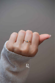 Chevron Ring With Stone