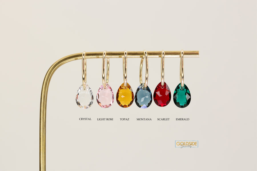 Pear Swarovski Hoops - Goldside Jewelry