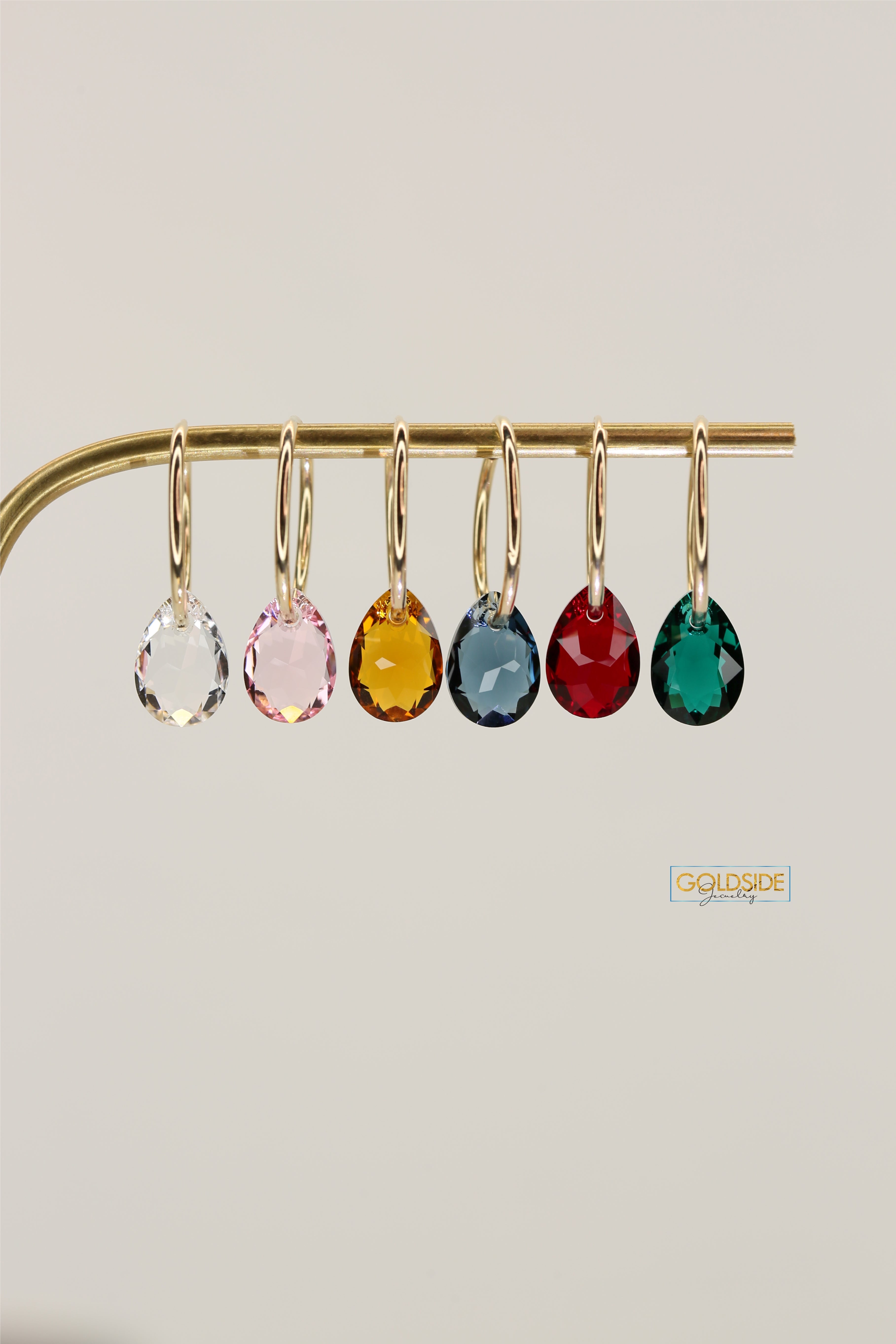 Pear Swarovski Hoops - Goldside Jewelry
