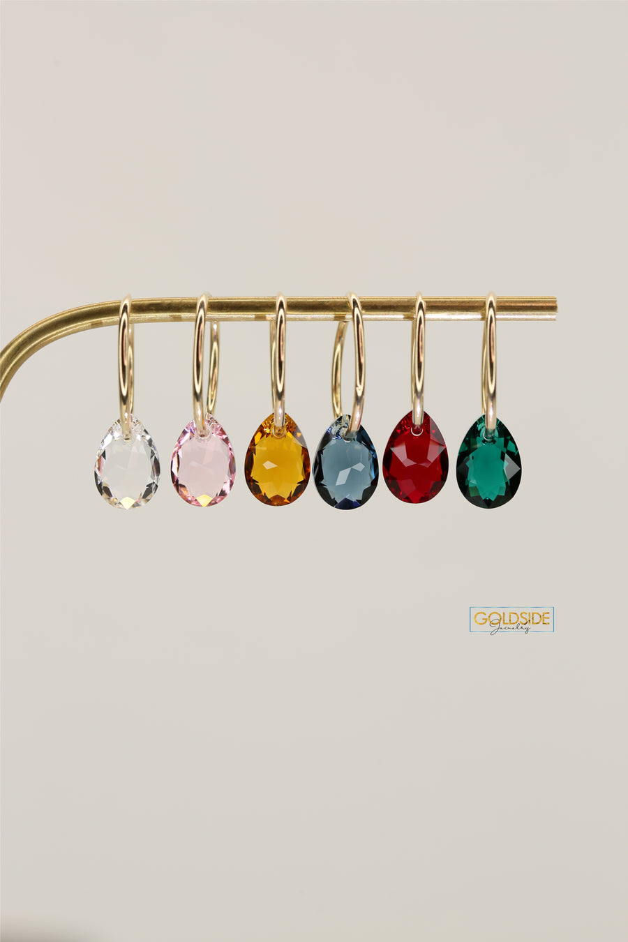 Pear Swarovski Hoops - Goldside Jewelry