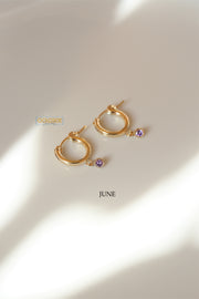 Thick Hoops with Month Stone - Goldside Jewelry