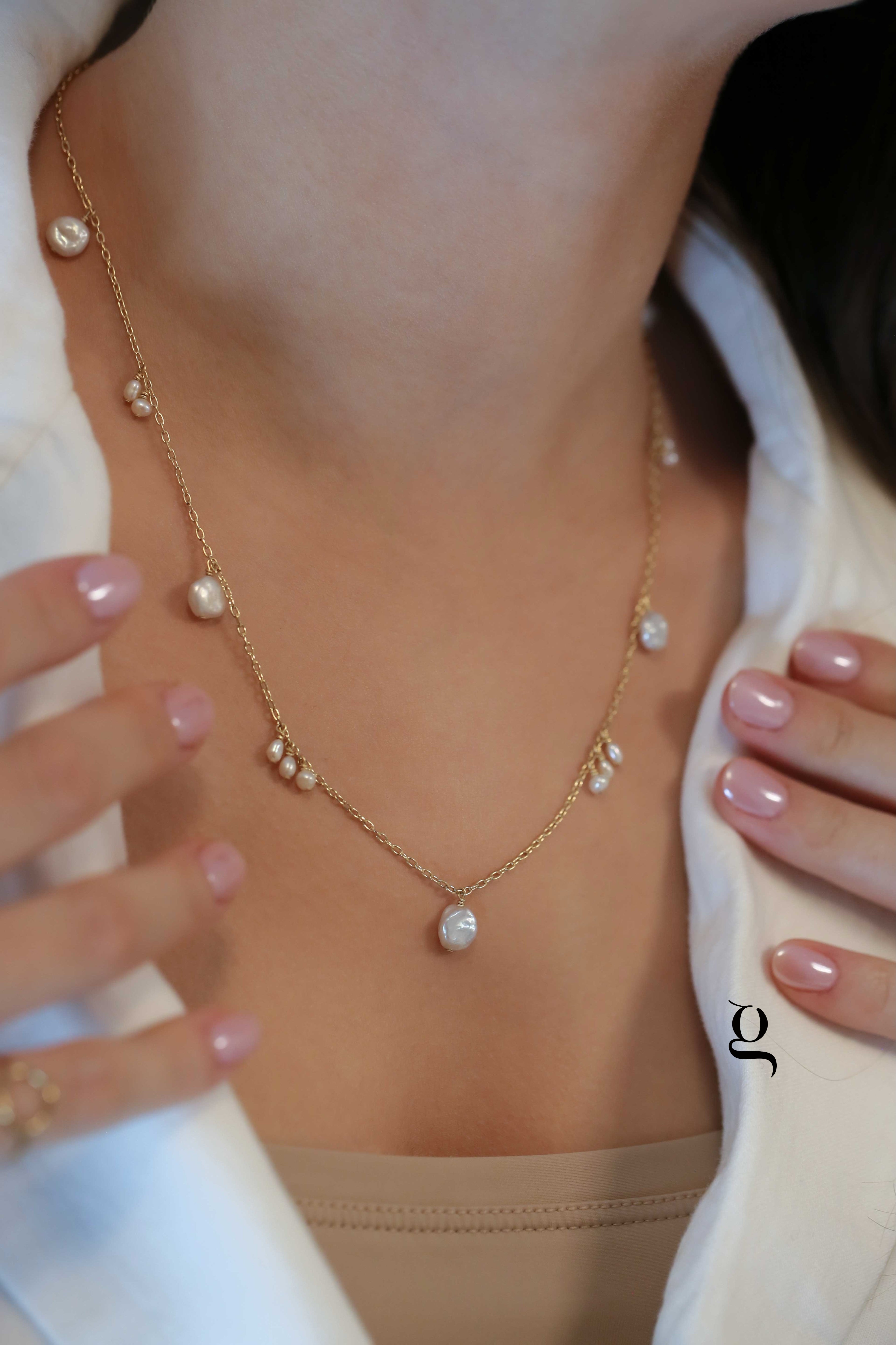 Pearl Raindrop Necklace - Goldside Jewelry