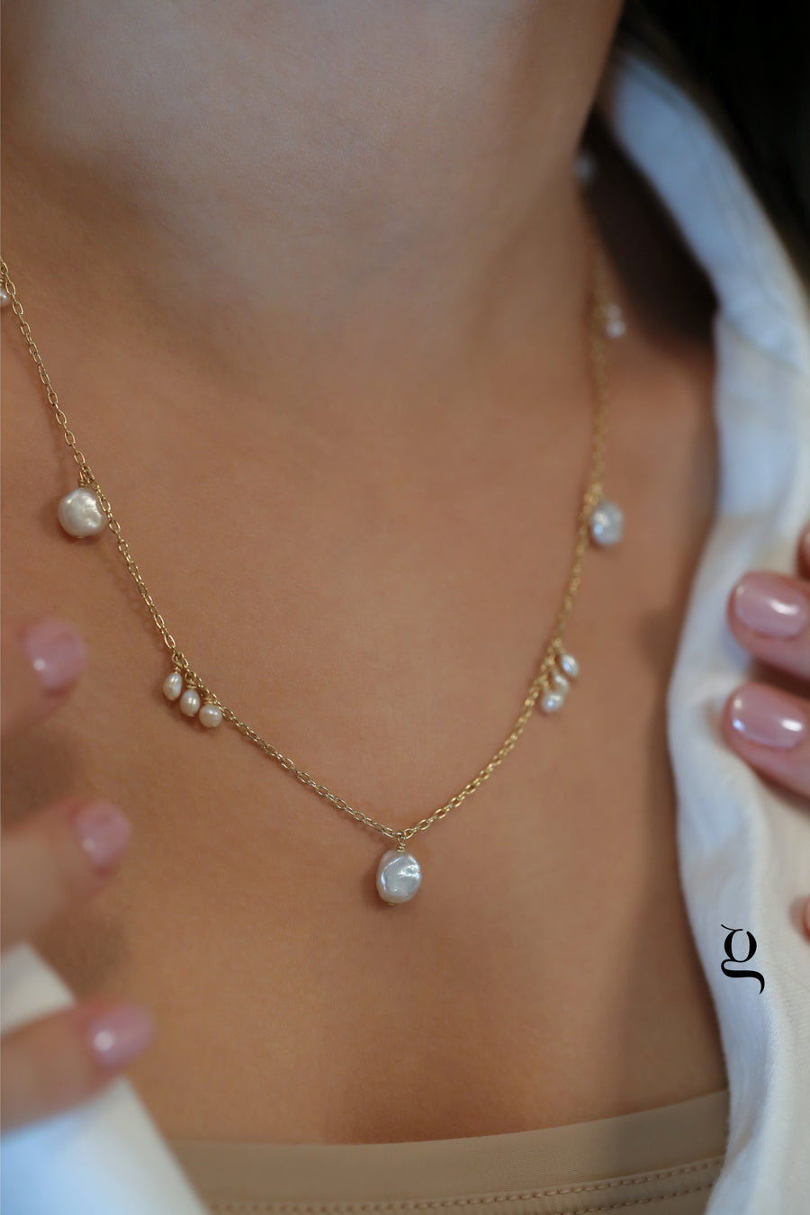 Pearl Raindrop Necklace - Goldside Jewelry