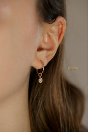Leaf Charm Hoops - Goldside Jewelry