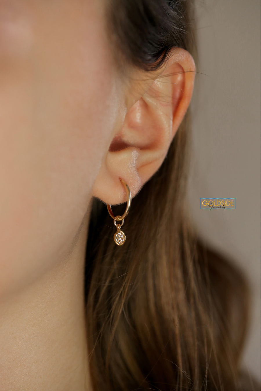 Leaf Charm Hoops - Goldside Jewelry