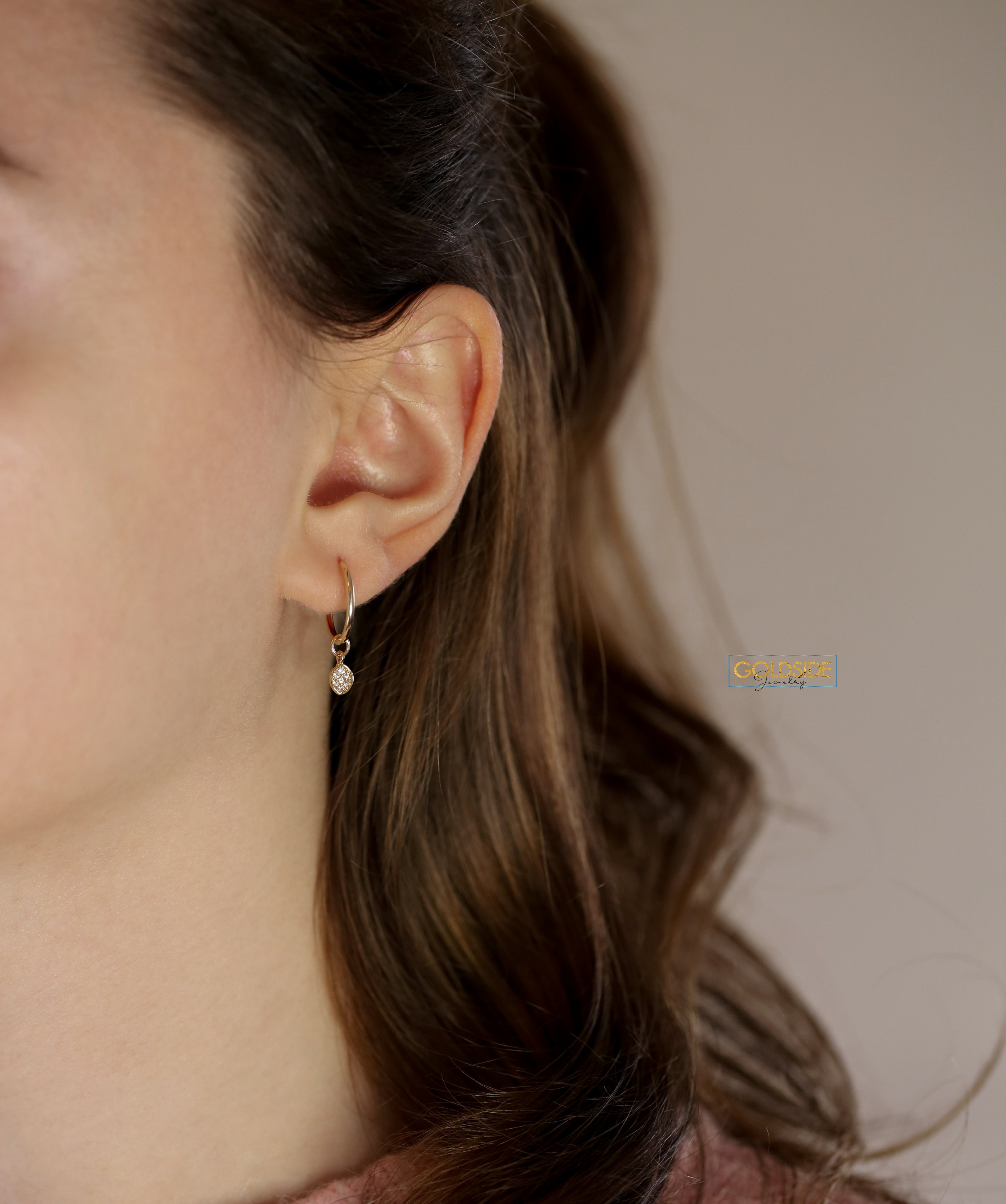 Leaf Charm Hoops - Goldside Jewelry