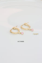 Thick Hoops with Month Stone - Goldside Jewelry