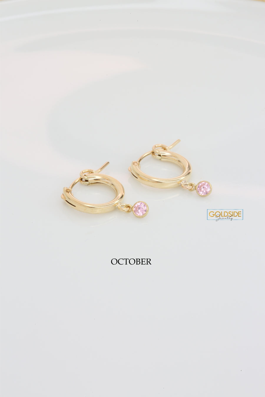 Thick Hoops with Month Stone - Goldside Jewelry