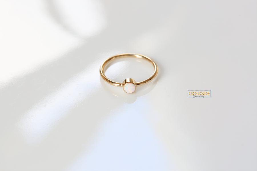 White Opal Ring - Goldside Jewelry