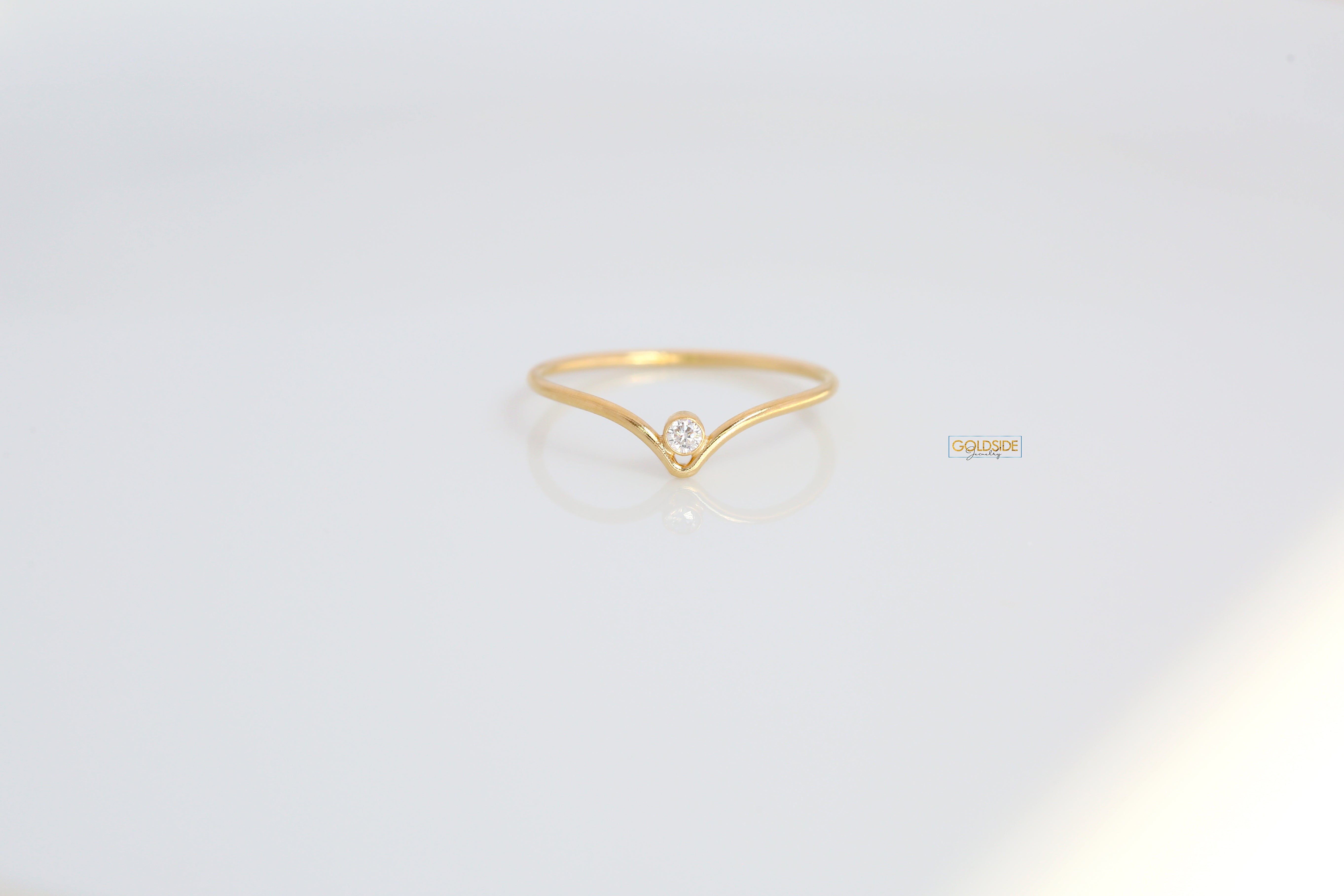 Chevron Ring With Stone - Goldside Jewelry