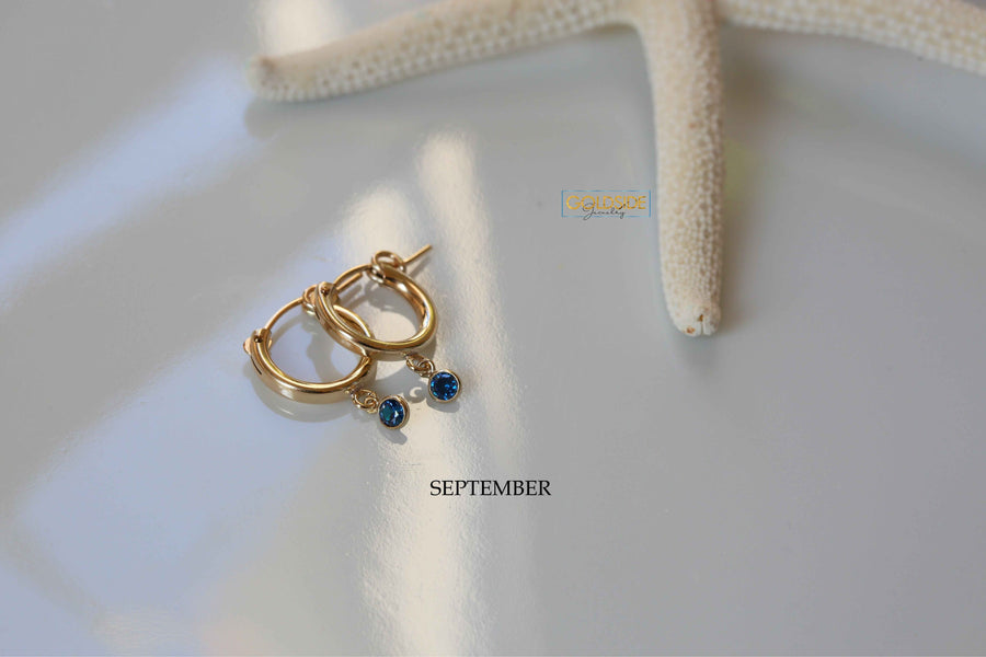 Thick Hoops with Month Stone