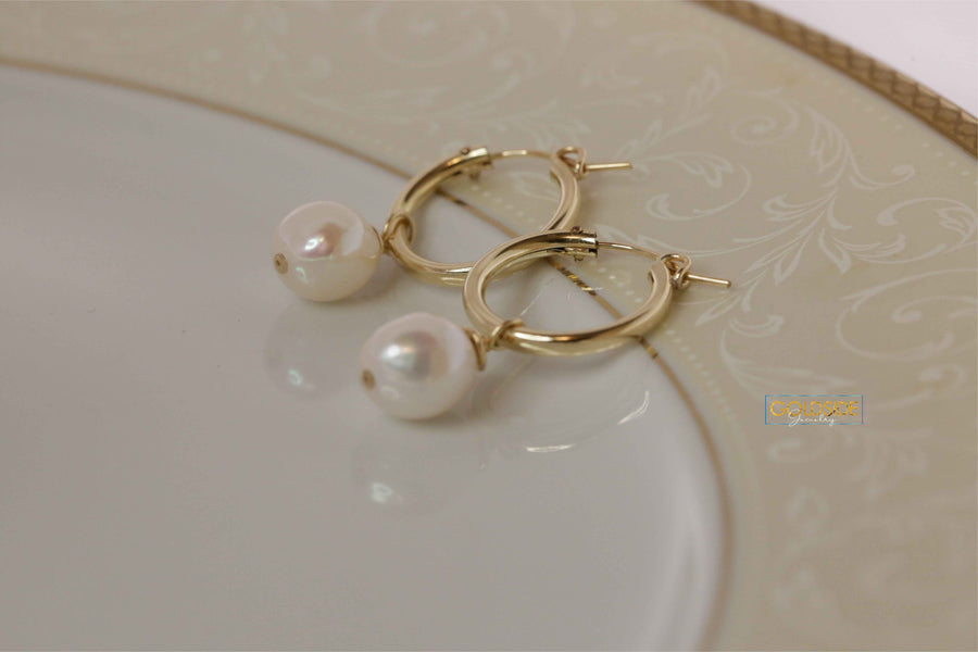 Thick Hoops With Pearl