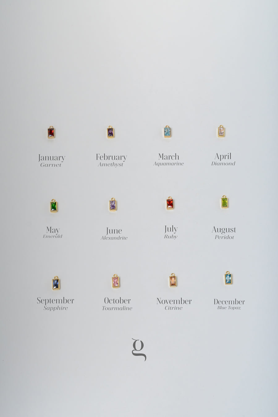 Baguette Birthstone Necklace