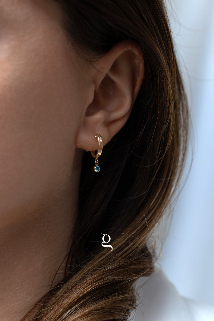 Thick Hoops with Month Stone