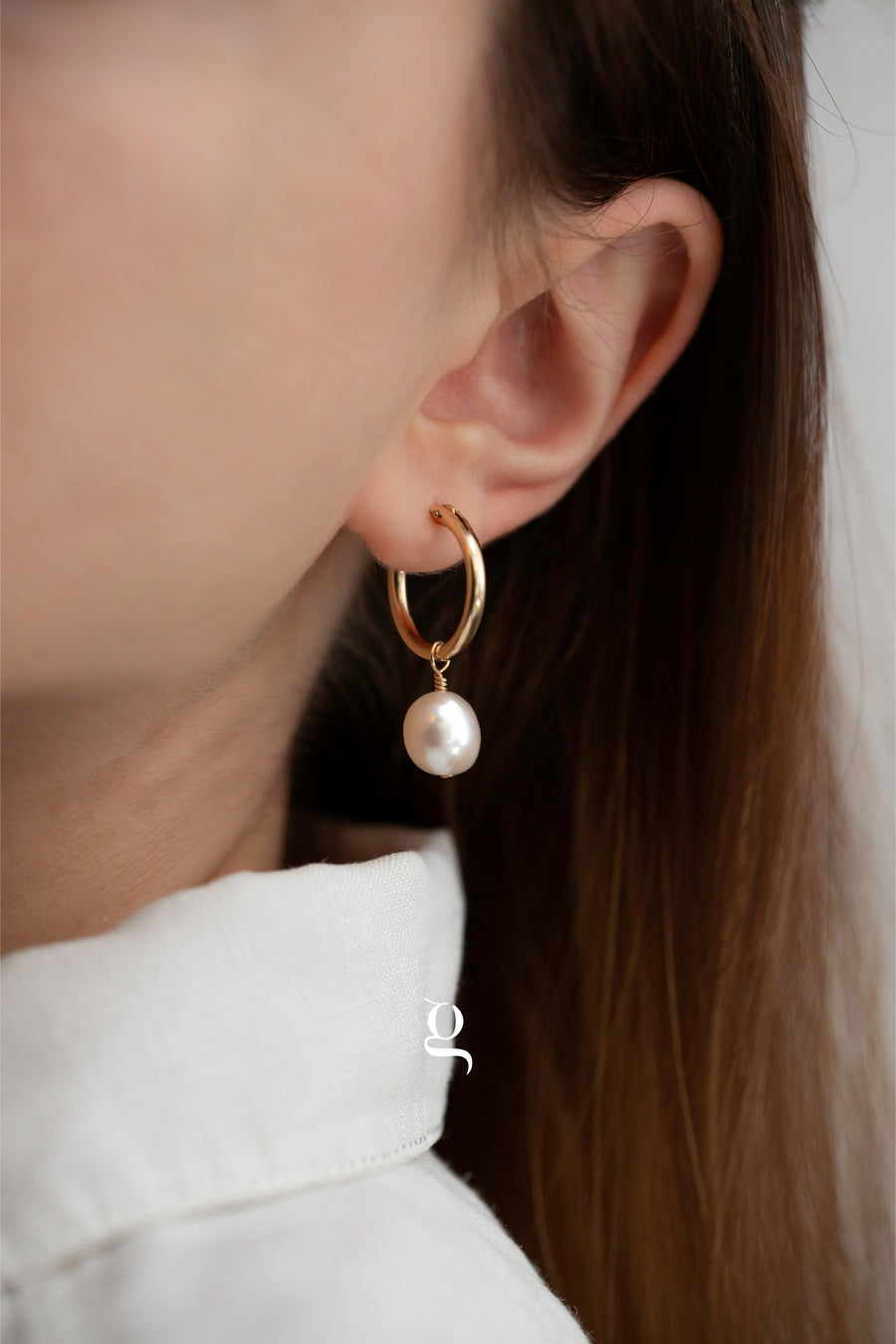 Thick Hoops With Pearl