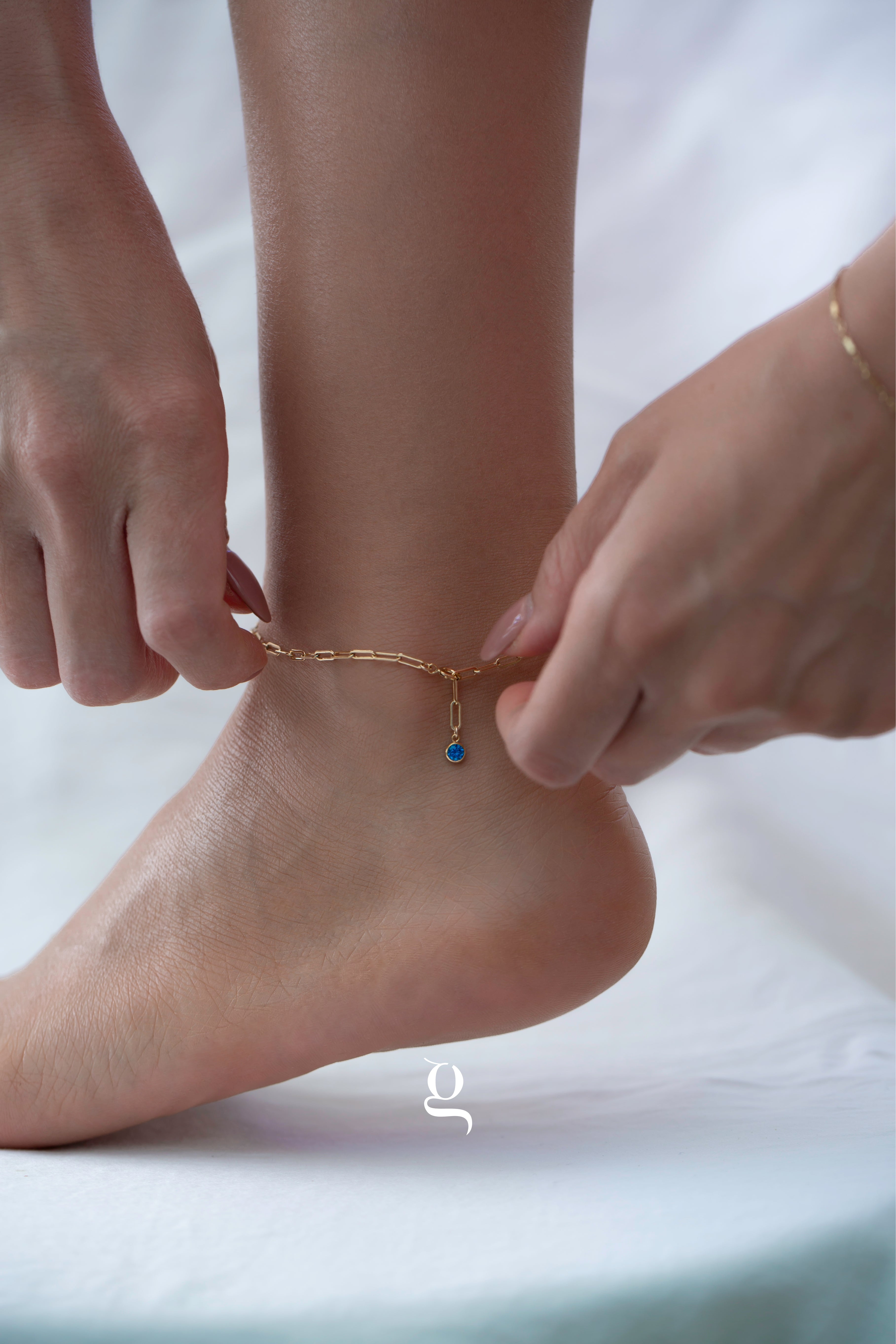Paperclip Chain with Birthstone Anklet