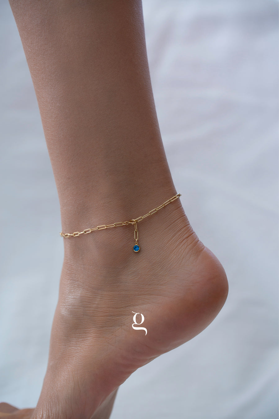 Paperclip Chain with Birthstone Anklet