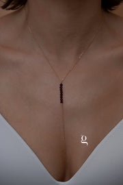 Garnet Lariat Necklace - Goldside Jewelry