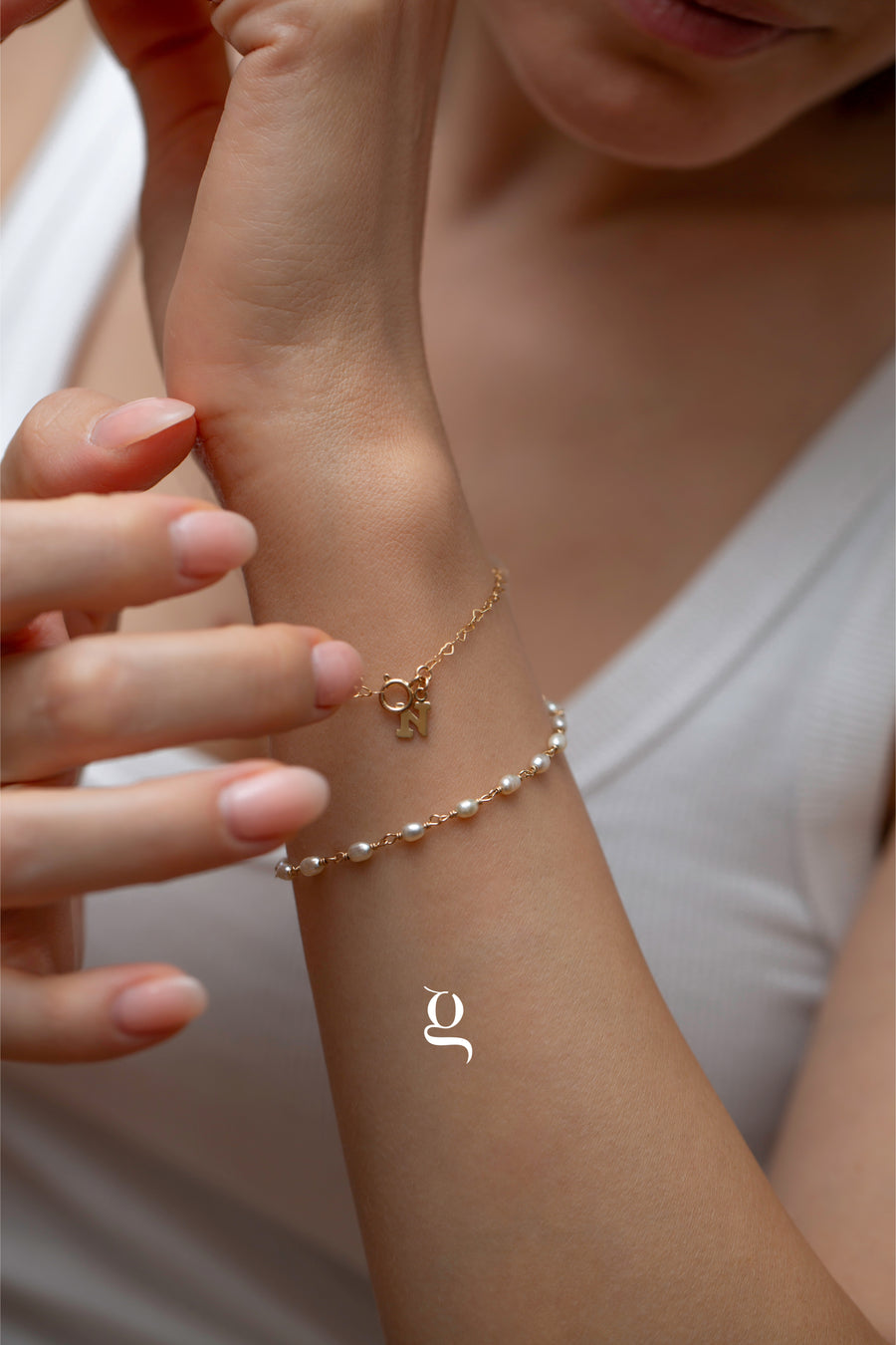 Petite Heart Chain Bracelet with Initial - Goldside Jewelry