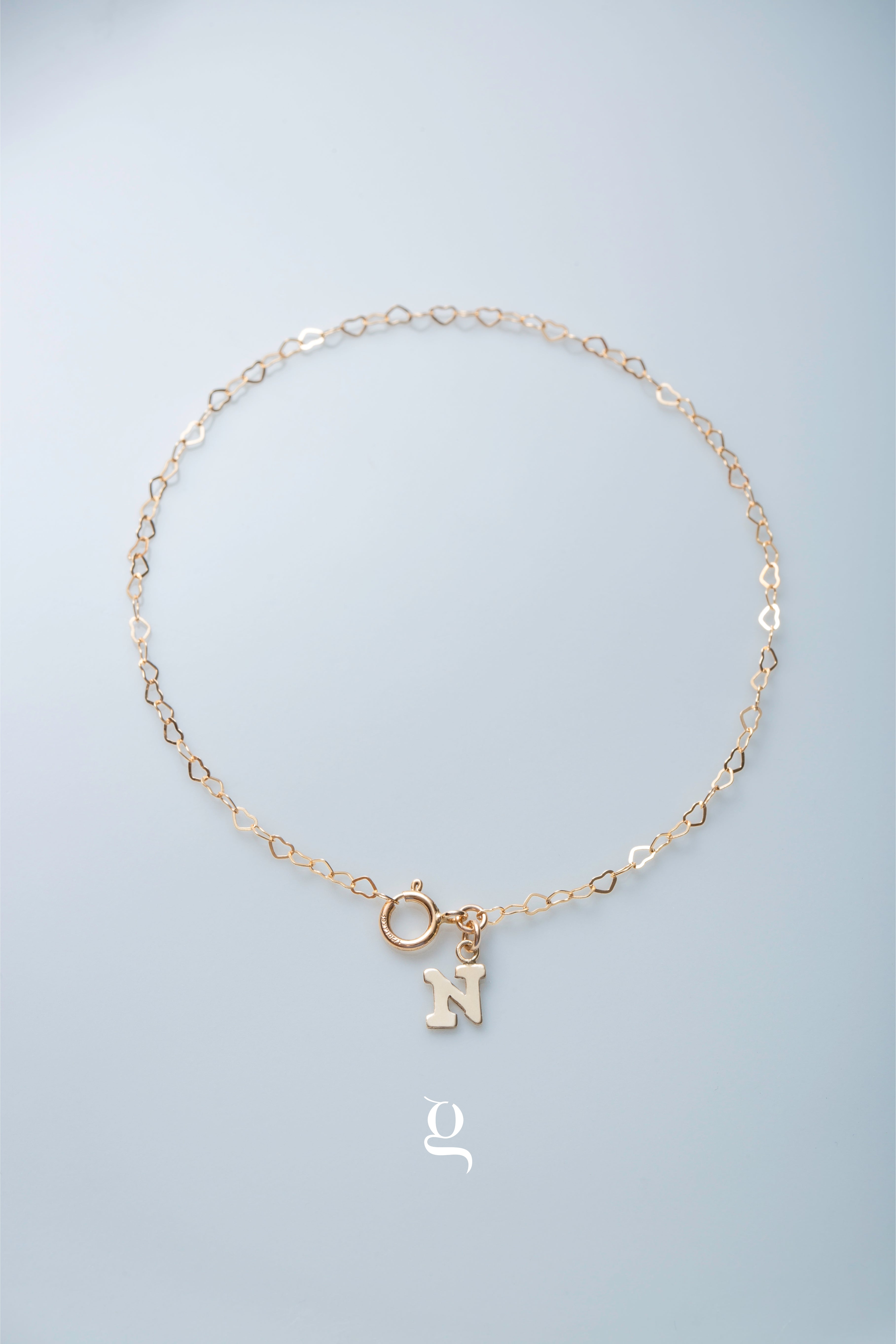 Petite Heart Chain Bracelet with Initial - Goldside Jewelry