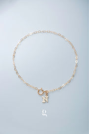 Petite Heart Chain Bracelet with Initial - Goldside Jewelry