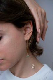 Long Thread Earrings with Peridot Stone