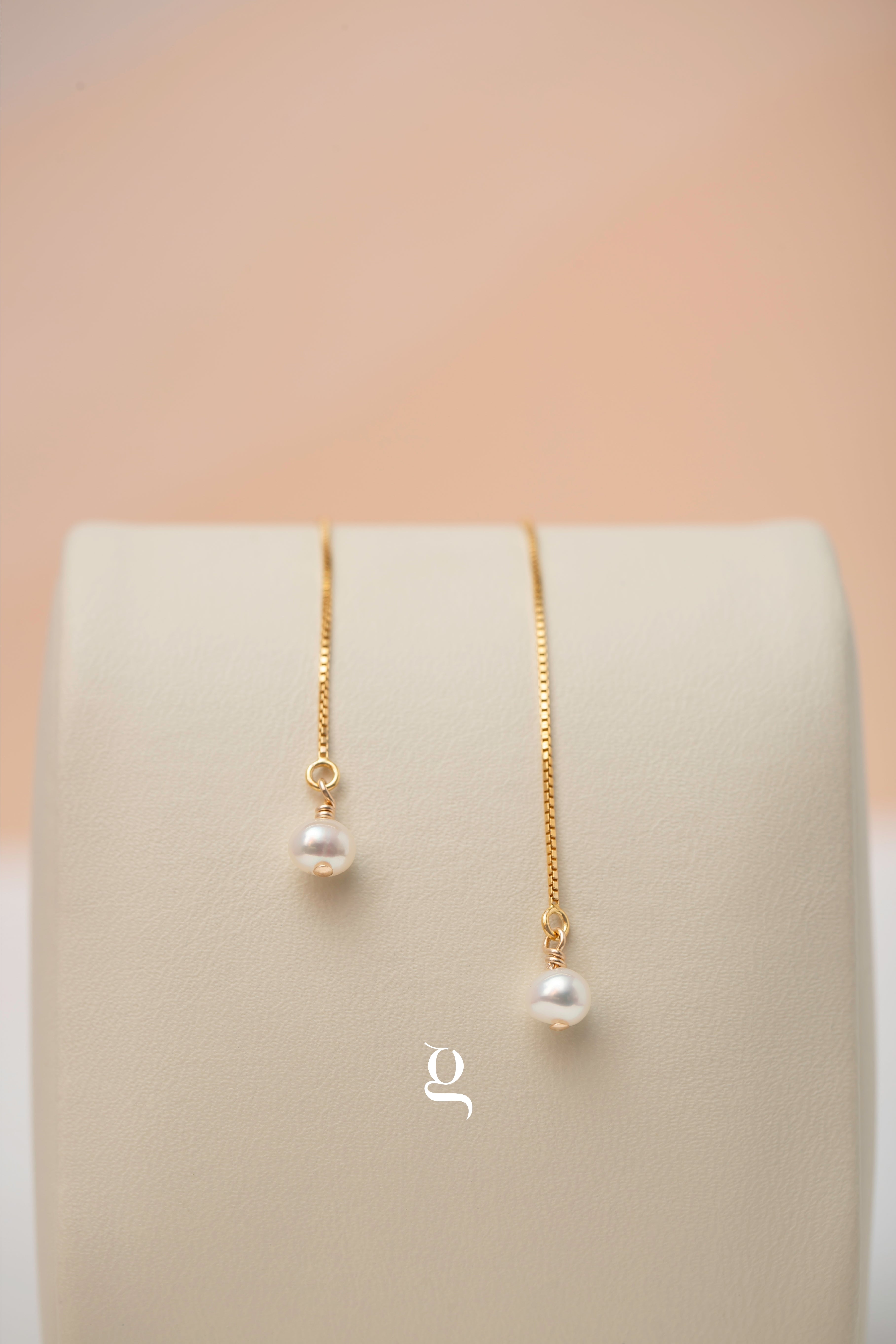 Sia Threader Pearl Earrings