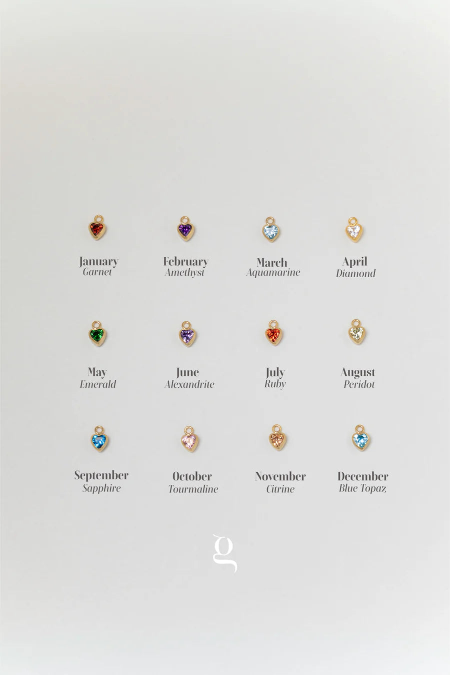 Heart Birthstone Anklet