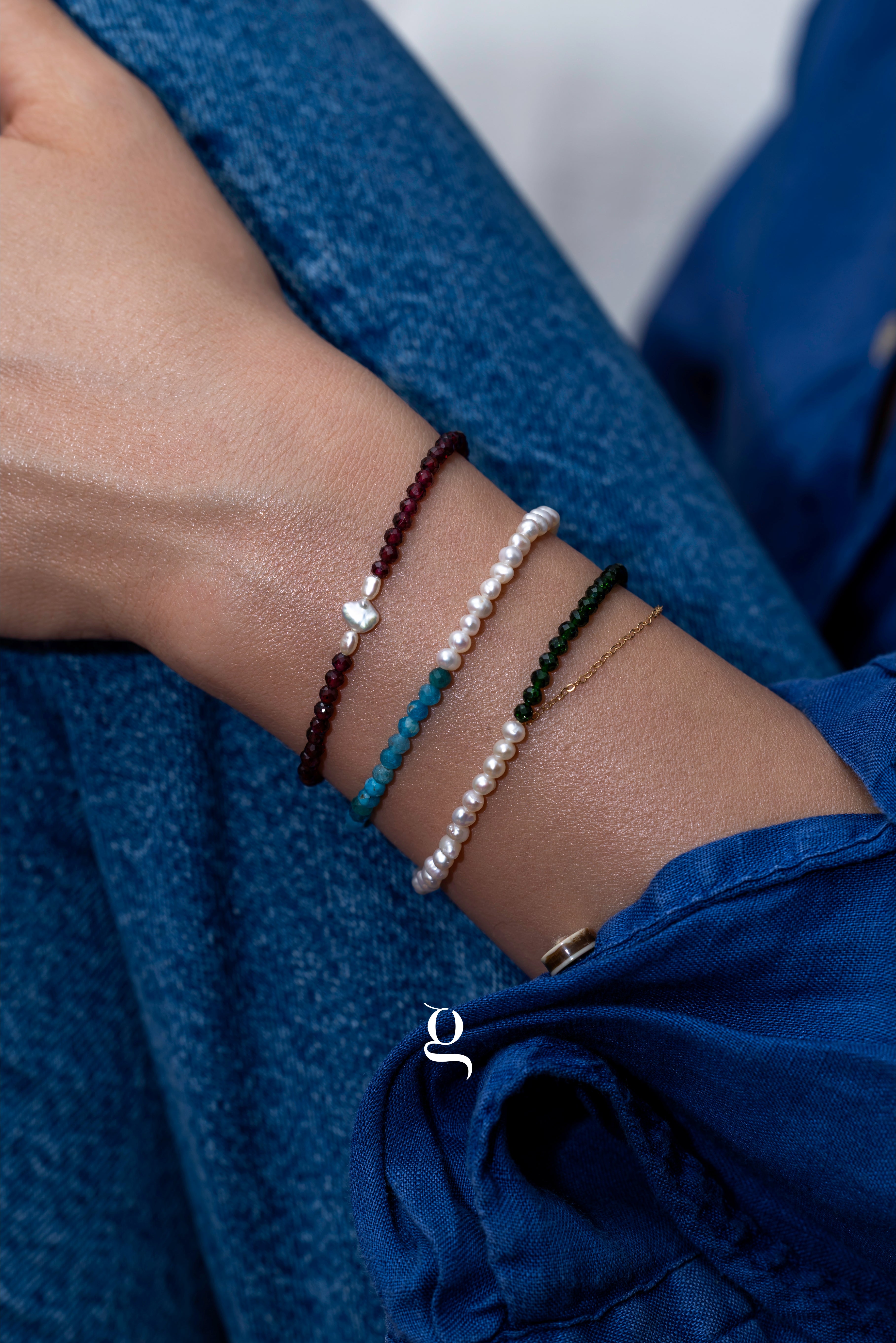 Natural Stones & Freshwater Pearls Beaded Bracelet