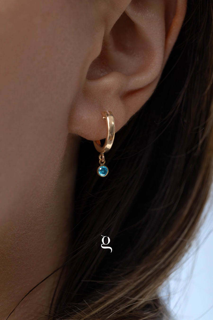 Thick Hoops with Month Stone