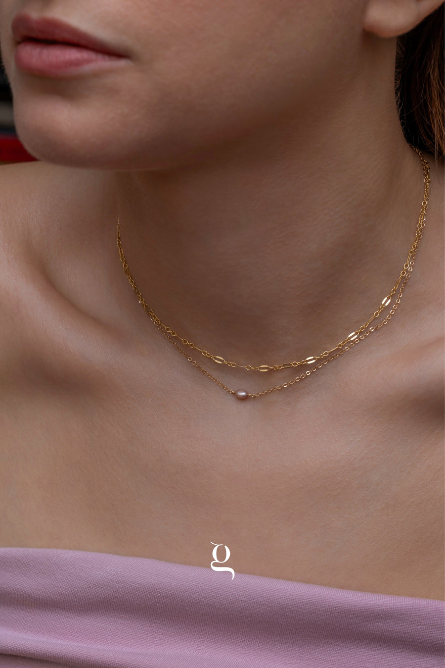 Double Chain Pearl Necklace