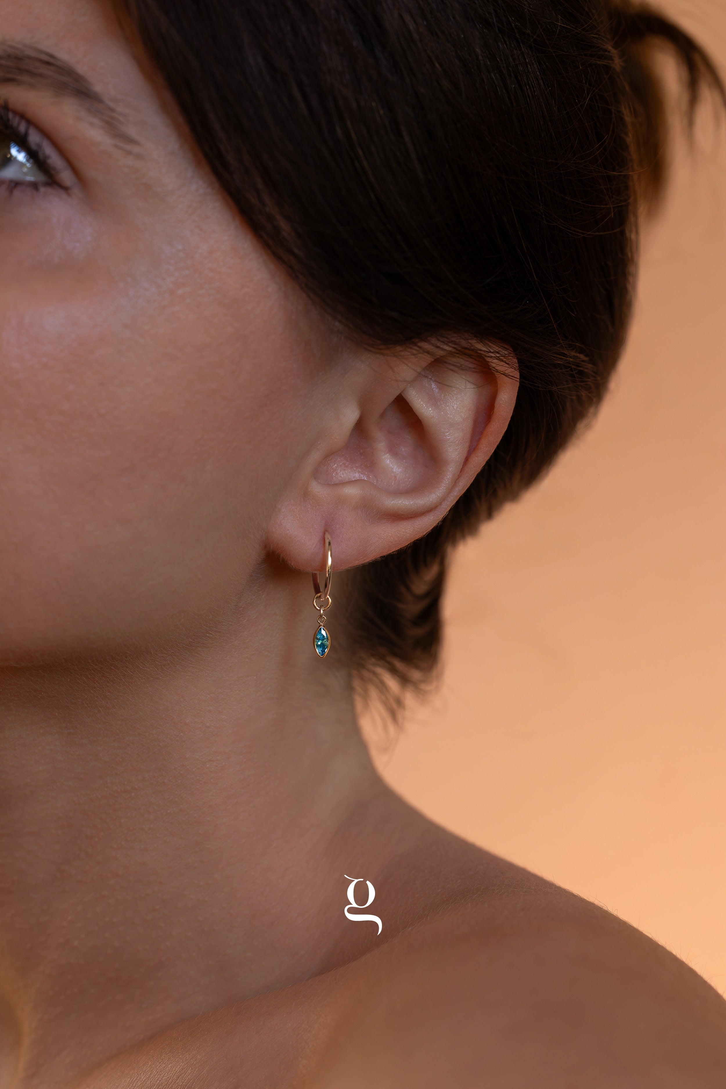 Marquise Birthstone Hoops