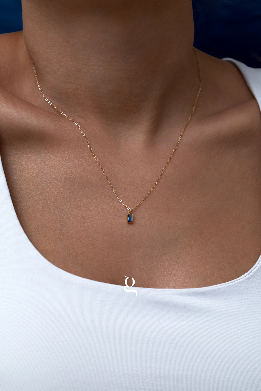 Baguette Birthstone Necklace