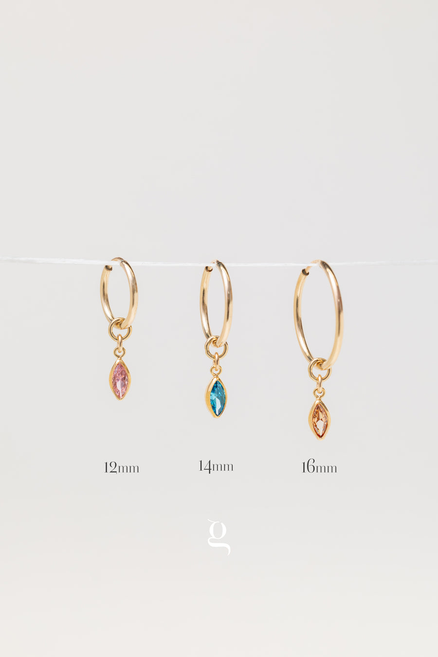 Marquise Birthstone Hoops