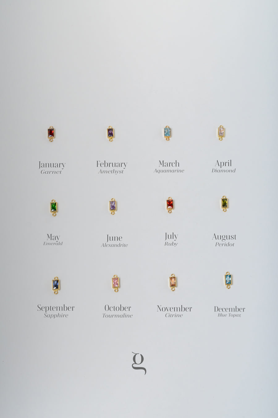 Baguette Birthstone Necklace