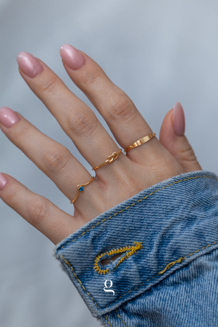 Chevron Ring With Stone