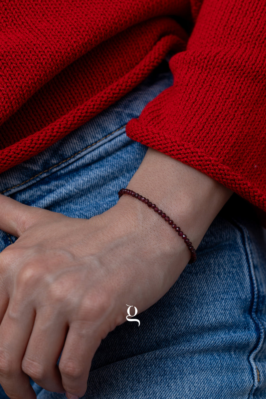 Garnet Beaded Bracelet