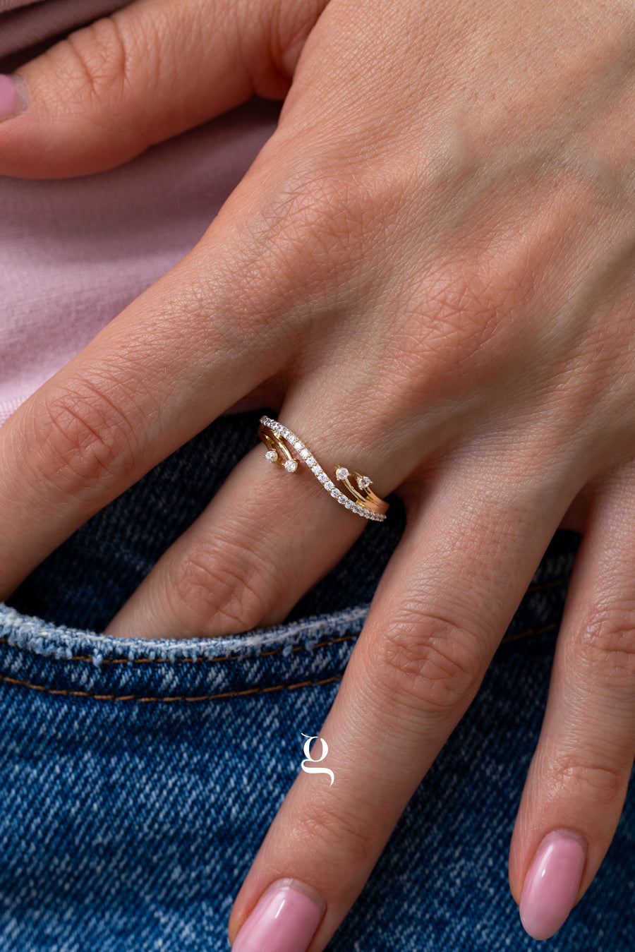 Rosé Wave Ring