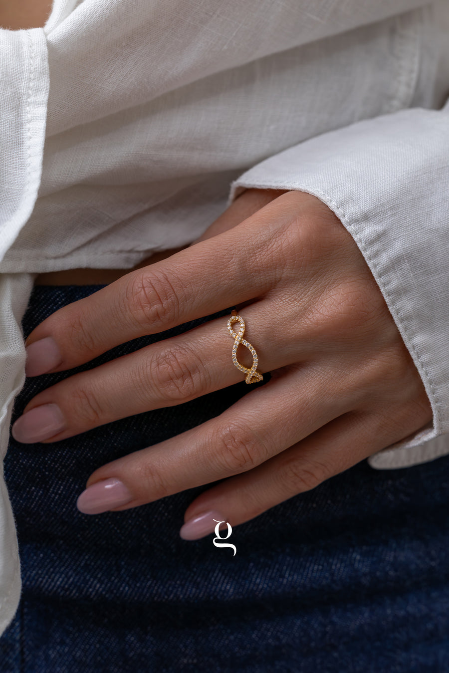 Infinity Twist CZ Ring