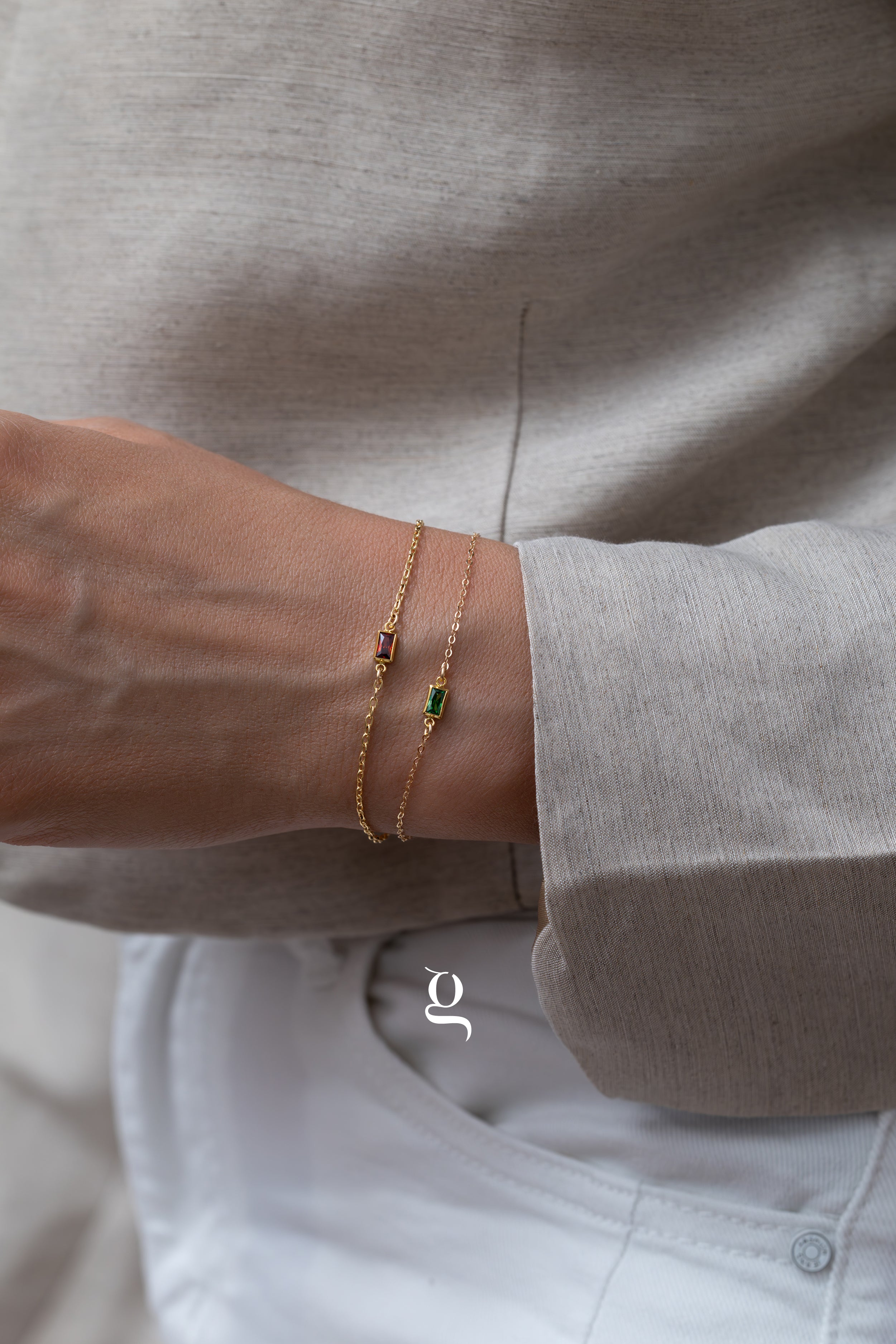 Baguette Birthstone Bracelet