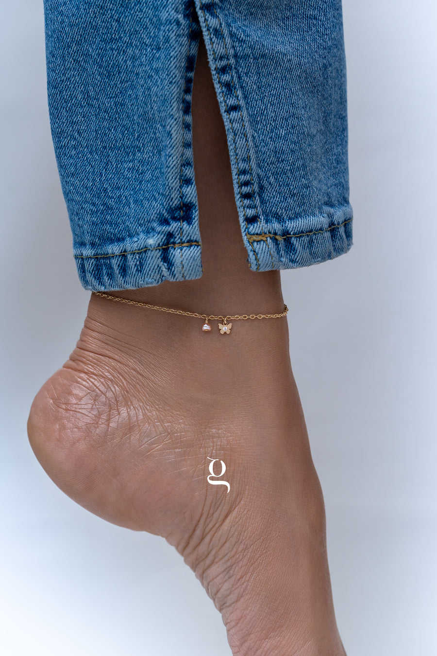 Butterfly & Pearl Anklet